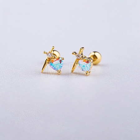 Brass Pave Sky Blue Cubic Zirconia Cartilage Earrings FS-WGEDAE7-08-1
