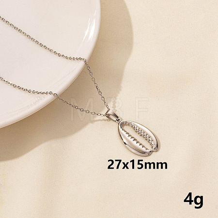 Stainless Steel Cowrie Shell Pendant Necklaces UW1912-5-1