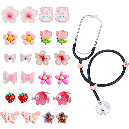 24Pcs 12 Styles Resin Stethoscope Pendant Decorations HJEW-DC00176-1