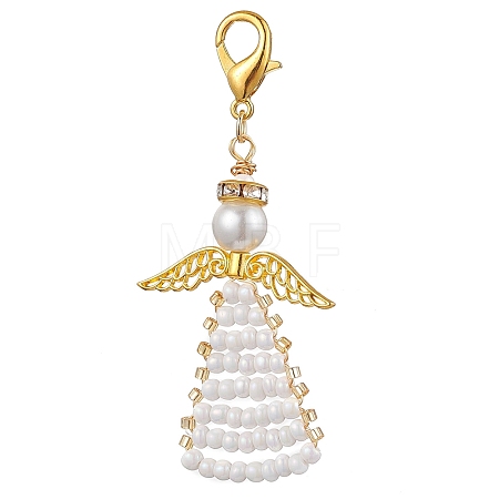 Angel Glass Seed Beads Pendants Decrotions HJEW-MZ00113-02-1