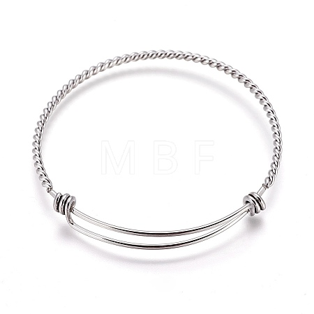Adjustable Twisted Stainless Steel Expandable Bangle Making BJEW-XCP0002-09P-1