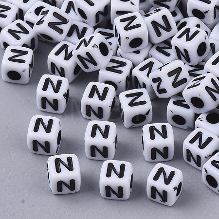 White Opaque Acrylic Beads X-MACR-R869-02N-1