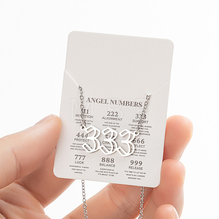 201 Stainless Steel Hollow Angel Number Pendant Necklaces for Women FS-WG21275-24-1