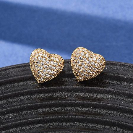 Brass Micro Pave Cubic Zirconia Stud Earrings EJEW-F418-08G-1