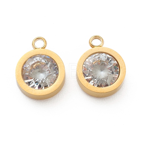 304 Stainless Steel Rhinestone Charms STAS-Z009-16G-1