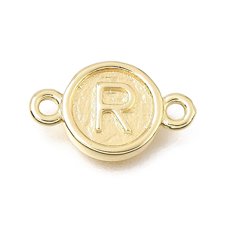 Brass Disc with Initial Links Connector Charms KK-E802-36G-R-1
