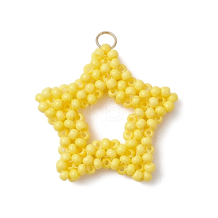 Glass Seed Beaded Star Pendants PALLOY-MZ01116-1