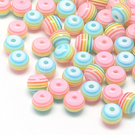 Transparent Stripe Resin Beads RESI-S345-6mm-09-1