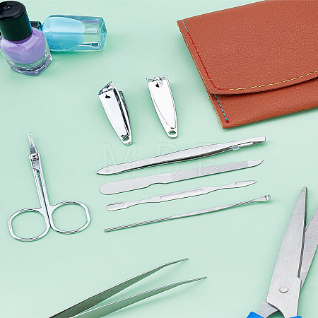 PVC Leather Case & Zinc Alloy & Carbon Steel Manicure Tools Sets: EarPicks MRMJ-WH0086-62A-1