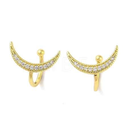 Moon Brass Cuff Earrings EJEW-I305-55G-1