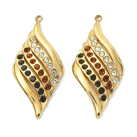 304 Stainless Steel Rhinestone Pendants STAS-T076-02G-1
