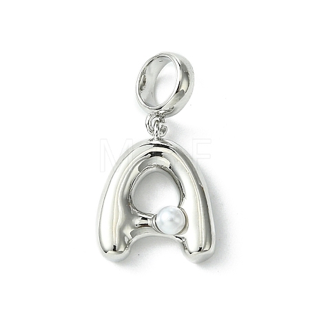 Rack Plating Brass with ABS Plastic Pearl European Dangle Charms KK-G501-02A-P-1