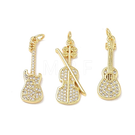 Brass Micro Pave Clear Cubic Zirconia Pendants KK-D289-01G-14-1