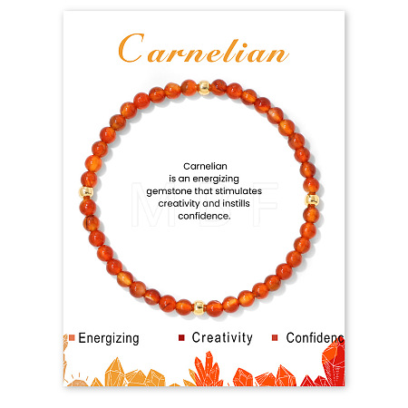 Natural Carnelian Beaded Stretch Bracelets for Women WA9993-2-1