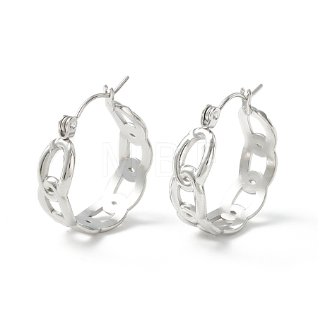 Non-Tarnish 304 Stainless Steel Curb Chain Chunky Hoop Earrings for Women EJEW-P197-05P-1