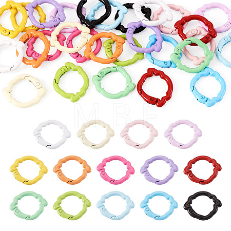 28Pcs 14 Colors Baking Paint Zinc Alloy Spring Gate Rings FIND-TA0010-21-1