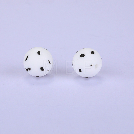 Printed Round Silicone Focal Beads SI-JX0056A-197-1