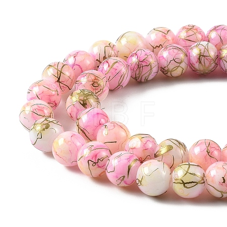 3Strands Baking Paint Glass Beads Strands DGLA-YW0001-55E-1