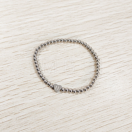 304 Stainless Steel Beads Stretch Bracelets for Women FS-WGC4F34-21-1