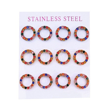 PVD Vacuum Plating 304 Stainless Steel Stud Earrings EJEW-C099-09-01-1