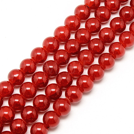Baking Paint Crackle Glass Beads Strands X-DGLA-Q023-6mm-YS31-1