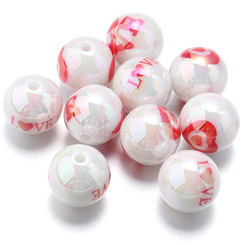 10Pcs UV Plating Colours Acrylic Beads OACR-S146-01H-1