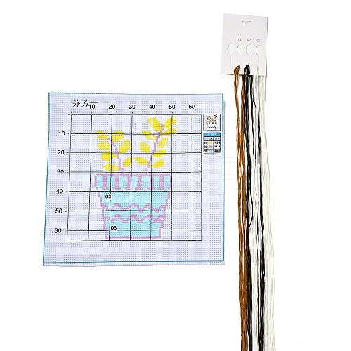 Flower Pattern DIY Cross Stitch Beginner Kits DIY-NH0004-01-1