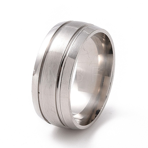 201 Stainless Steel Double Grooved Finger Ring for Women RJEW-I089-01P-1