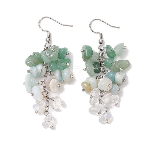 Natural Green Aventurine Earrings EJEW-TA00462-01-1