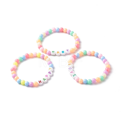 Opaque Acrylic Beads Stretch Bracelet Set for Kid BJEW-JB06589-1