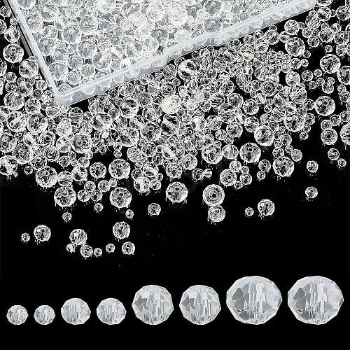 8 Strands 4 Size Transparent Glass Beads Strands EGLA-YW0003-10A-1