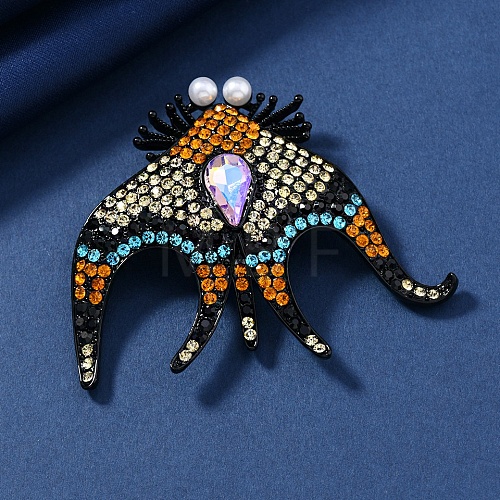 Manta Ray Alloy Rhinestone Brooches PW-WGC7FBE-01-1