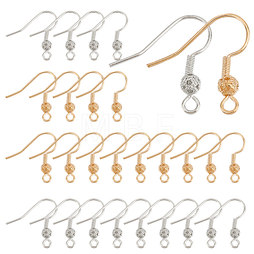 100Pcs 2 Colors Brass French Hooks with Coil and Ball KK-SC0003-62-1