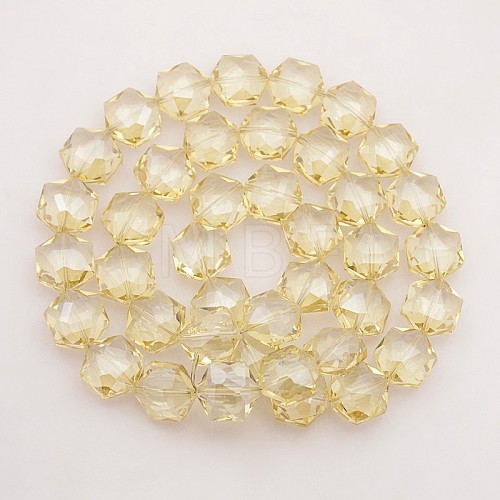 Hexagon Electroplate Full Rainbow Plated Glass Beads Strands EGLA-P015-F01-1