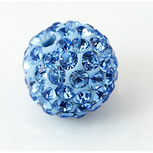 Grade A Round Light Sapphire Pave Disco Ball Beads X-RB-H258-8MM-211-1