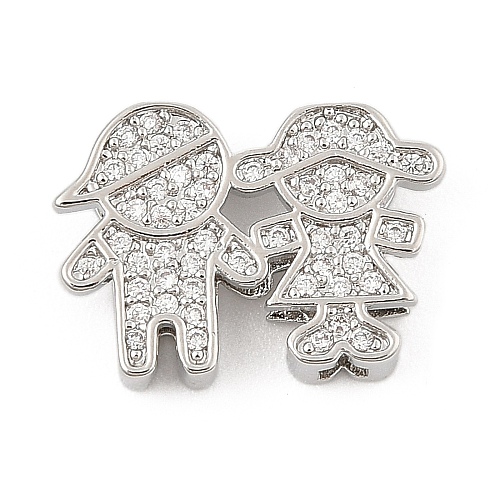 Brass Micro Pave Cubic Zirconia Slide Charms ZIRC-I068-25P-1