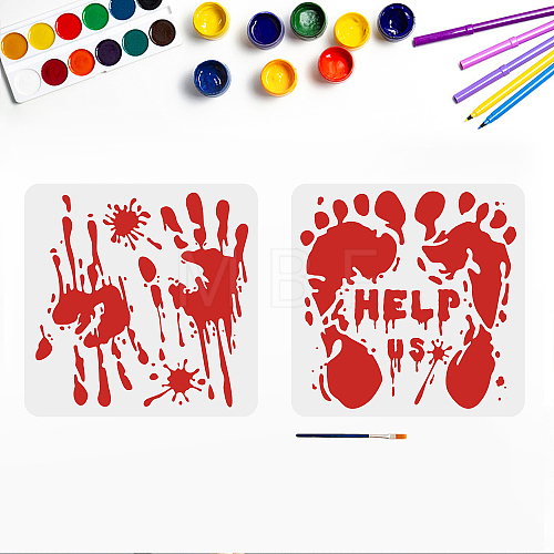 US 1 Set Halloween PET Hollow Out Drawing Painting Stencils DIY-MA0001-42B-1