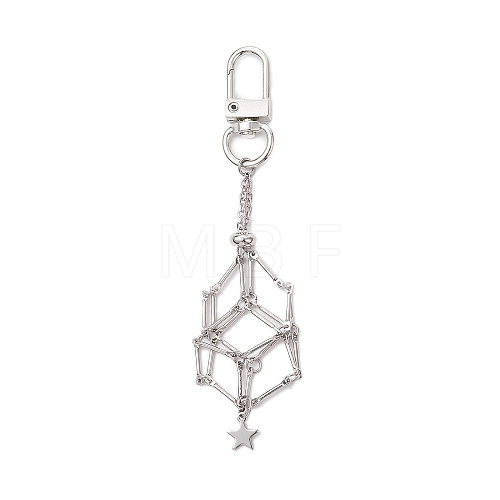 Star 304 Stainless Steel Macrame Chain Pouch Empty Stone Holder Pendant Decoration HJEW-JM02087-1