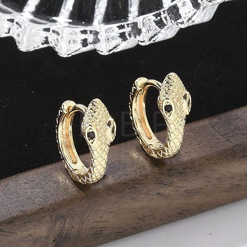 Brass Cubic Zirconia Hoop Earrings EJEW-Q014-08G-1