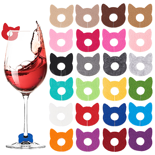 24Pcs 24 Colors Felt Wine Glass Charms AJEW-BC0004-22-1
