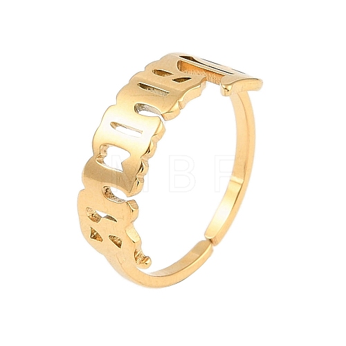 Ion Plating(IP) 304 Stainless Steel Constellation Open Cuff Ring for Women RJEW-C097-01G-03-1