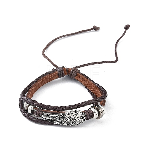 PU Leather & Waxed Cords Triple Layer Multi-strand Bracelets BJEW-G709-05A-1