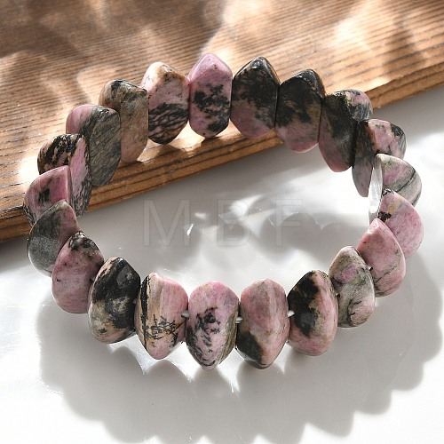 Bicone Natural Rhodonite Beads Stretch Bracelets for Women Men BJEW-C097-05B-1