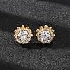 Brass Micro Pave Cubic Zirconia Stud Earrings for Women EJEW-F418-16G-1