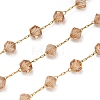 Handmade 304 Stainless Steel Glass Beads Cube Link Chains CHS-B011-04G-02-1