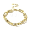 Rack Plating Brass Micro Pave Clear Cubic Zirconia Oval Link Chain Bracelets for Women BJEW-P323-08G-1