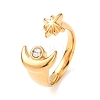 304 Stainless Steel Rhinestone Cuff Open Rings RJEW-E302-05G-2