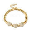 Brass Micro Pave Clear Cubic Zirconia Triple Heart Cuban Link Chains Bracelets for Women BJEW-M322-05G-B-1