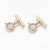 Brass Micro Clear Cubic Zirconia Toggle Clasps KK-N231-215-NF-1