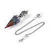 Natural & Synthetic Gemstone Chip & Epoxy Resin Dowsing Pendulum Big Pendants AJEW-N004-01A-2